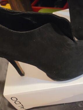 ALDO Black Suede Slip-On Mules with High Heel